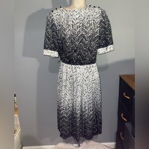 Vintage Ajax I love NY Black White Abstract patterned dress woman’s medium 80s